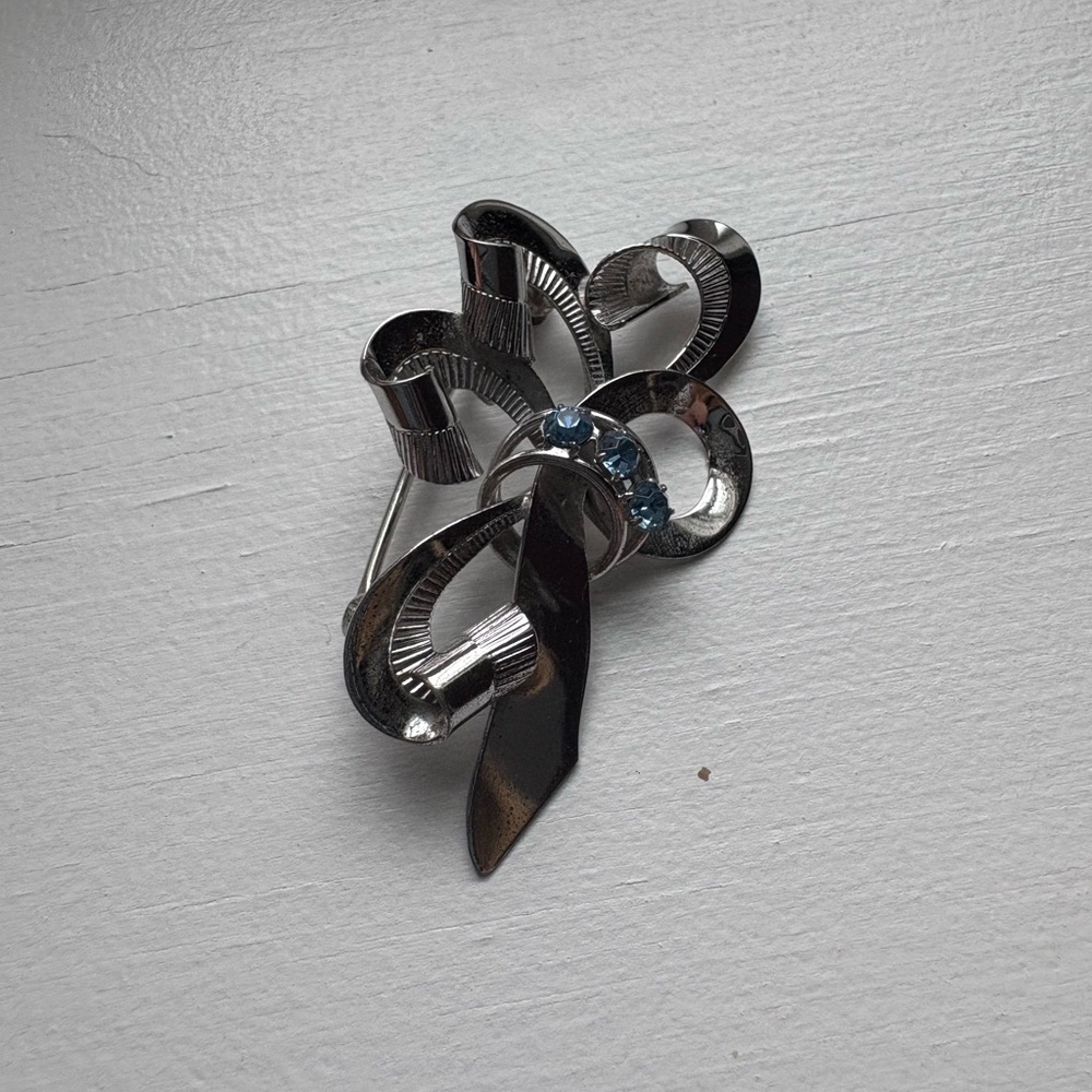 Silver and Blue Sterling Brooch